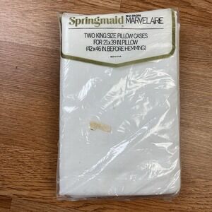 Vintage Springmaid 2 Pack King Size Pillowcases White No Iron NEW Sealed